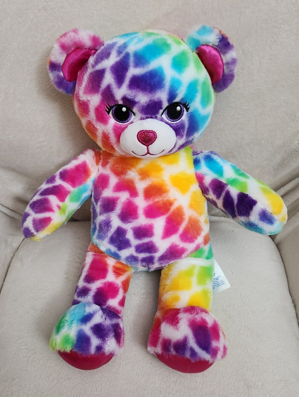 Build-A-Bear BAB Lisa Frank Inspired Rainbow Safari Leopard plush bear 16"